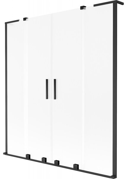 Mexen Velar L Duo, 2 szárnyas eltolható kádparaván 150 x 150 cm, 8 mm-es mattüveg, fekete matt, 896-150-003-32-70