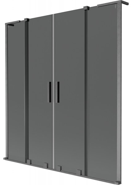 Mexen Velar L Duo, 2 szárnyas eltolható kádparaván 140 x 150 cm, 8mm szürke üveg, polírozott grafit, 896-140-003-42-66