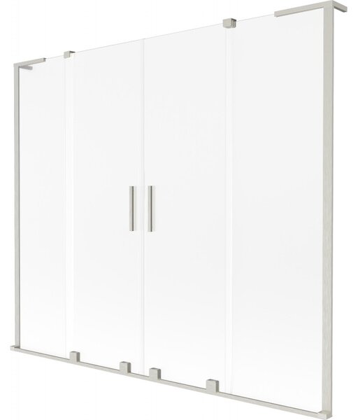 Mexen Velar L Duo, 2 szárnyas eltolható kádparaván 170 x 150 cm, 8 mm-es mattüveg, csiszolt acél, 896-170-003-32-97