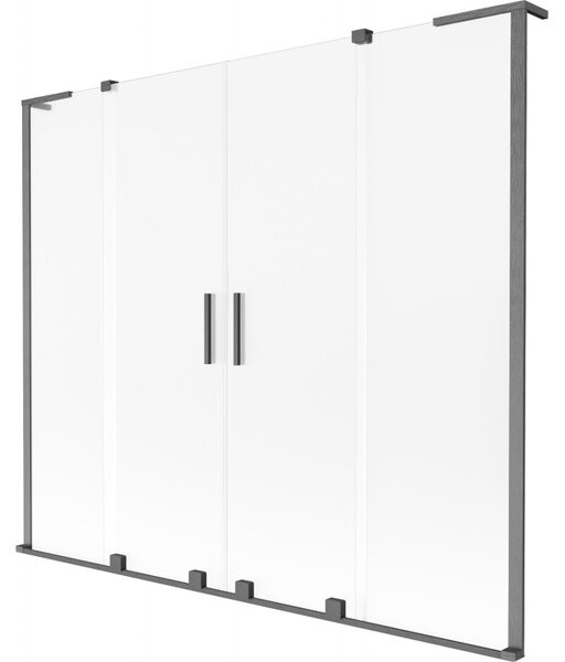 Mexen Velar L Duo, 2 szárnyas eltolható kádparaván 170 x 150 cm, 8 mm-es mattüveg, polírozott grafit, 896-170-003-32-66