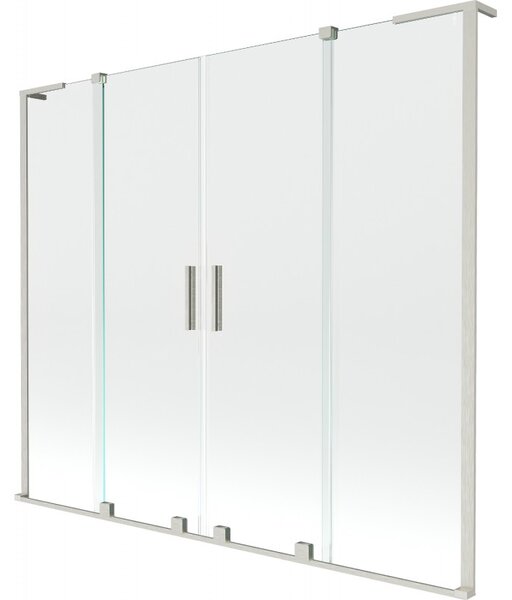 Mexen Velar L Duo, 2 szárnyas eltolható kádparaván 170 x 150 cm, 8mm átlátszó üveg, csiszolt acél, 896-170-003-02-97