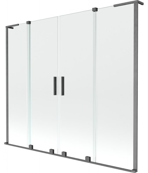 Mexen Velar L Duo, 2 szárnyas eltolható kádparaván 170 x 150 cm, 8mm átlátszó üveg, polírozott grafit, 896-170-003-02-66