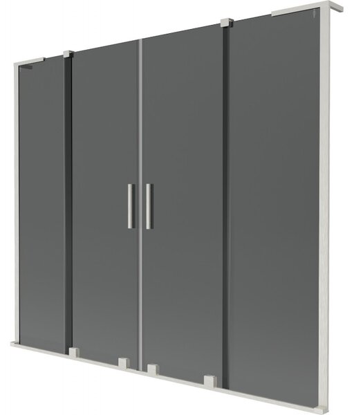Mexen Velar L Duo, 2 szárnyas eltolható kádparaván 170 x 150 cm, 8mm szürke üveg, csiszolt acél, 896-170-003-42-97