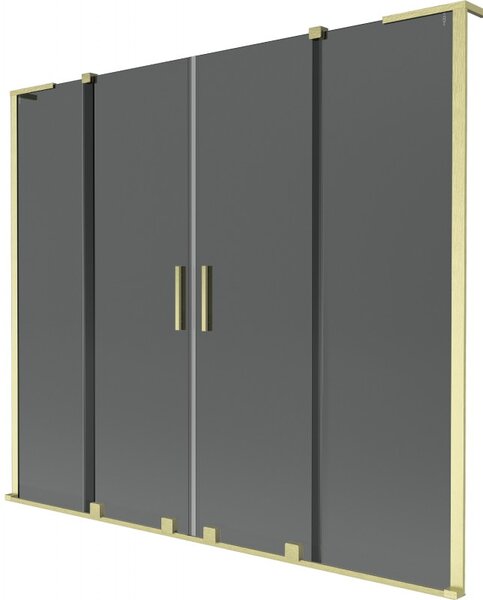 Mexen Velar L Duo, 2 szárnyas eltolható kádparaván 170 x 150 cm, 8mm szürke üveg, arany matt, 896-170-003-42-55