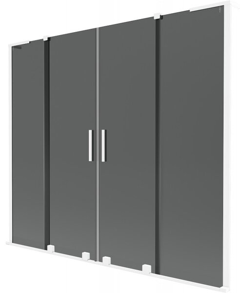 Mexen Velar L Duo, 2 szárnyas eltolható kádparaván 170 x 150 cm, 8mm szürke üveg, fehér matt, 896-170-003-42-20