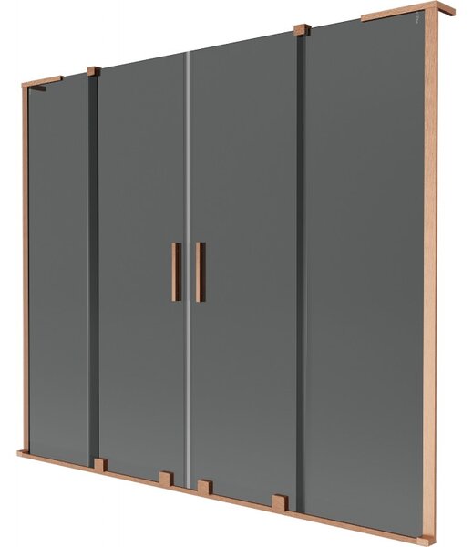 Mexen Velar L Duo, 2 szárnyas eltolható kádparaván 170 x 150 cm, 8mm szürke üveg, rézmatt, 896-170-003-42-65