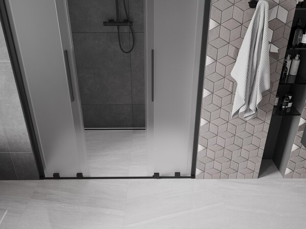 Mexen Velar L Duo, tolózuhanyajtó nyitáshoz 140 cm, 8 mm-es matt üveg, fekete matt, 871-140-003-32-70