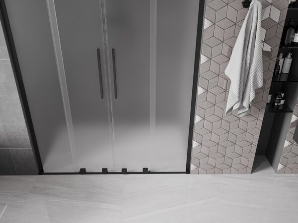 Mexen Velar L Duo, tolózuhanyajtó nyitáshoz 140 cm, 8 mm-es matt üveg, fekete matt, 871-140-003-32-70