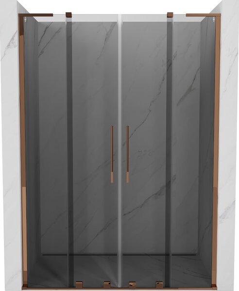 Mexen Velar L Duo, tolózuhanyajtó nyitáshoz 140 cm, 8mm szürke üveg, rózsaszín arany, 871-140-003-42-60