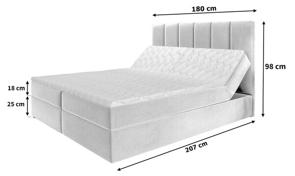 BARINO ágyneműtartós kárpitozott boxspring ágy matraccal 180x200 - bézs
