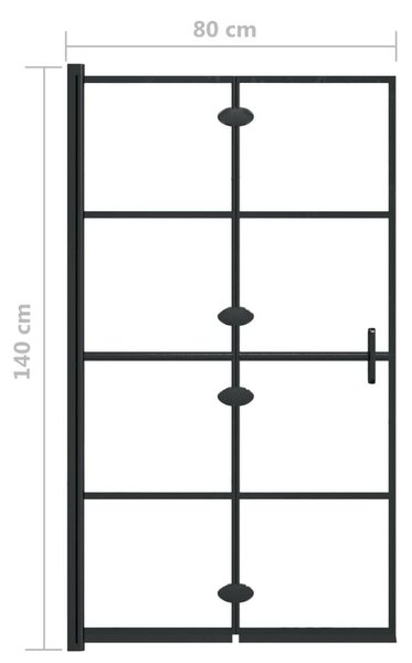 Fekete ESG zuhanykabin összecsukható ajtóval 80 x 140 cm
