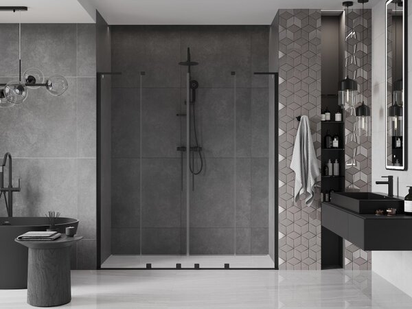 Mexen Velar L Duo, tolózuhanyajtó nyitáshoz 170 cm, 8 mm átlátszó üveg, fekete matt, 871-170-003-02-70