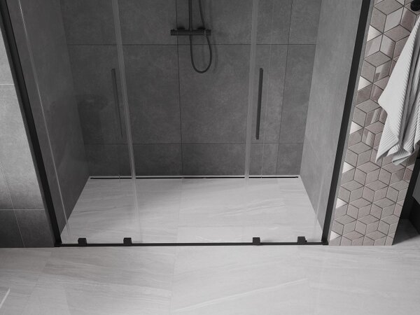 Mexen Velar L Duo, tolózuhanyajtó nyitáshoz 170 cm, 8 mm átlátszó üveg, fekete matt, 871-170-003-02-70