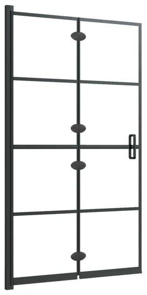 Fekete ESG zuhanykabin összecsukható ajtóval 80 x 140 cm