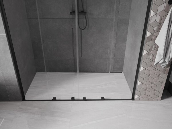 Mexen Velar L Duo, tolózuhanyajtó nyitáshoz 170 cm, 8 mm átlátszó üveg, fekete matt, 871-170-003-02-70