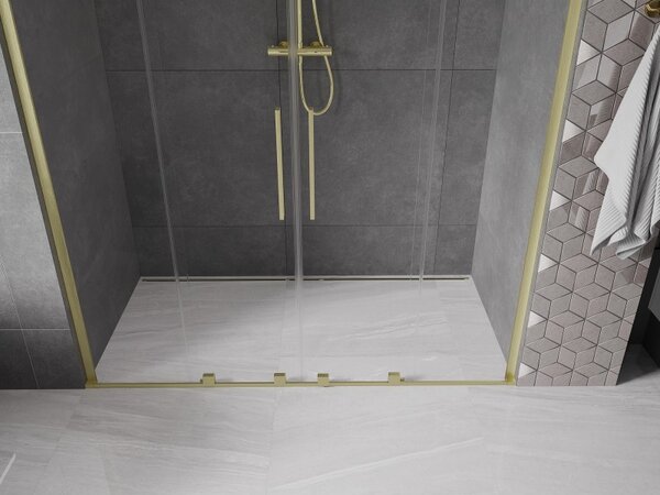 Mexen Velar L Duo, tolózuhanyajtó nyitáshoz 170 cm, 8 mm átlátszó üveg, arany matt, 871-170-003-02-55