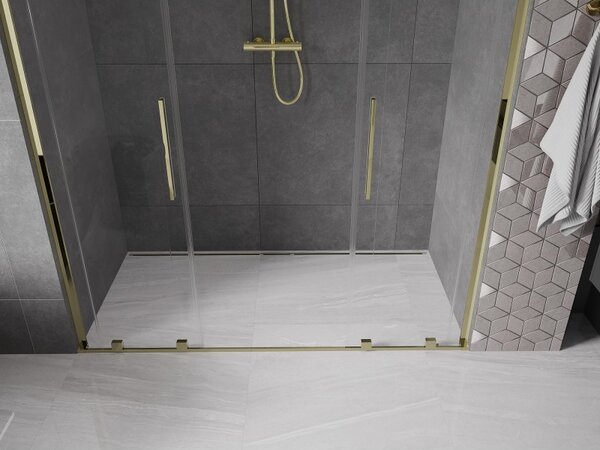 Mexen Velar L Duo, tolózuhanyajtó nyitáshoz 170 cm, 8 mm átlátszó üveg, arany fényes, 871-170-003-02-50