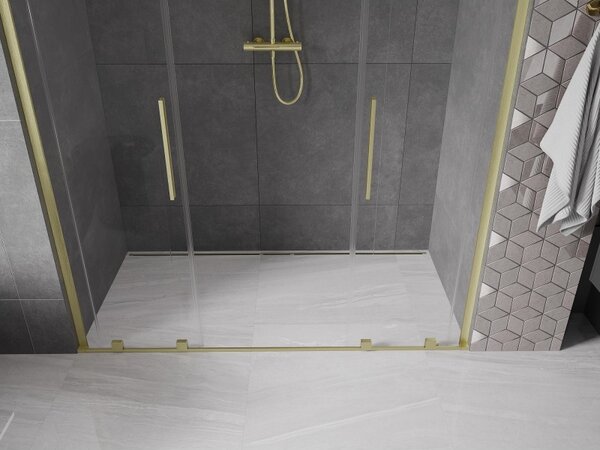 Mexen Velar L Duo, tolózuhanyajtó nyitáshoz 170 cm, 8 mm átlátszó üveg, arany matt, 871-170-003-02-55
