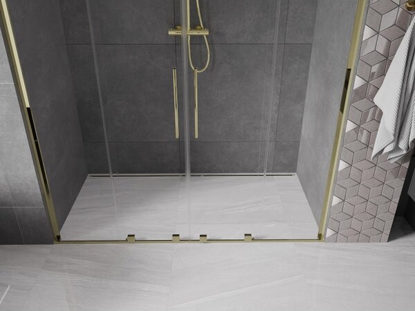 Mexen Velar L Duo, tolózuhanyajtó nyitáshoz 170 cm, 8 mm átlátszó üveg, arany fényes, 871-170-003-02-50