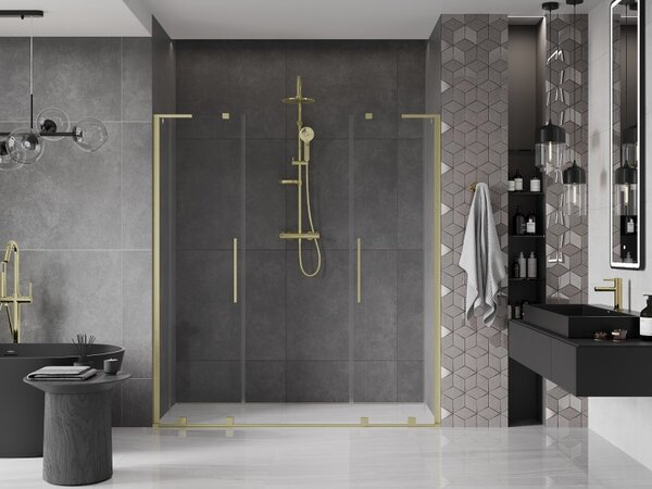 Mexen Velar L Duo, tolózuhanyajtó nyitáshoz 170 cm, 8 mm átlátszó üveg, arany matt, 871-170-003-02-55