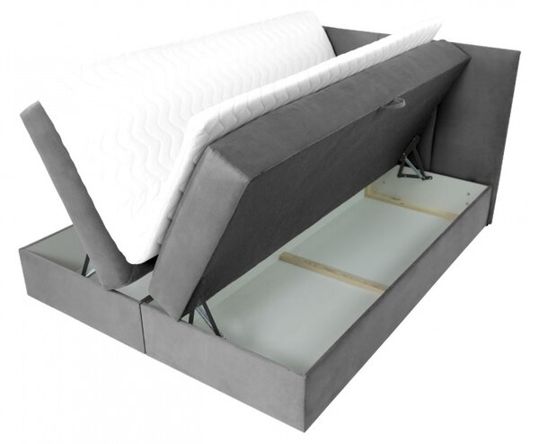 CARMELA boxspring ágy 140x200 - szürke + INGYENES topper