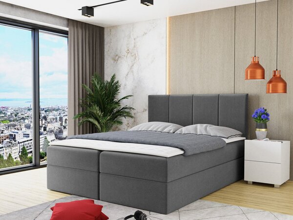 CARMELA boxspring ágy 140x200 - szürke + INGYENES topper