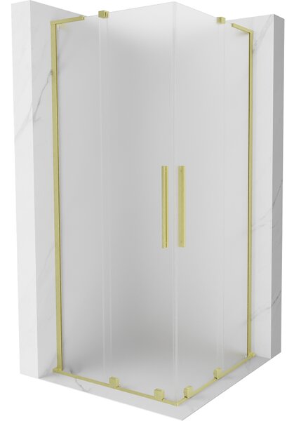 Mexen Velar L Duo, zuhanykabin tolóajtóval 100 x 100 cm, 8 mm-es mattüveg, arany matt, 871-100-100-02-33-55