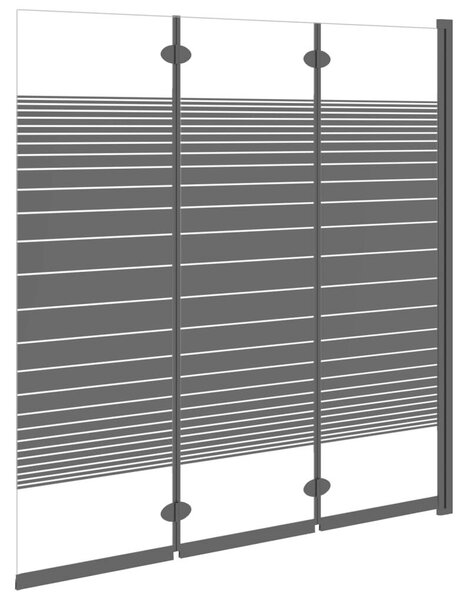 3 paneles fekete ESG összecsukható zuhanyparaván 130 x 130 cm