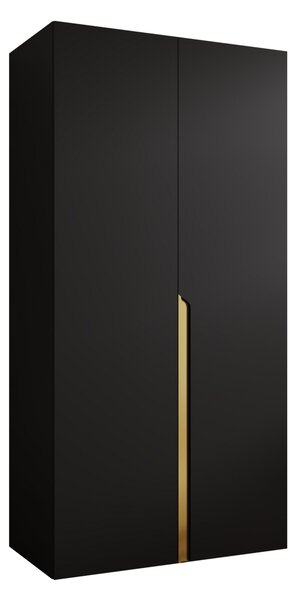 Gardróbszekrény Hartford 579, Laminált forgácslap, 202x100x52cm, Aranysárga, Fekete