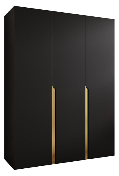 Gardróbszekrény Hartford 580, Laminált forgácslap, 202x150x52cm, Aranysárga, Fekete