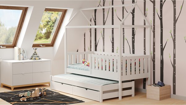 Nemos egyszintes gyerekágy, kihúzható - fehér / 90x200