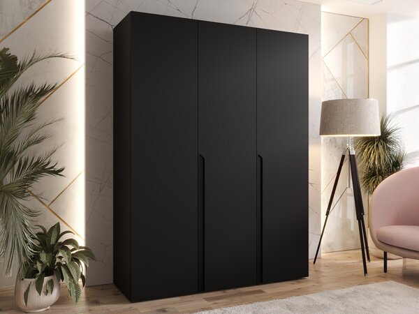 Gardróbszekrény Hartford 580, Laminált forgácslap, 202x150x52cm, Fekete