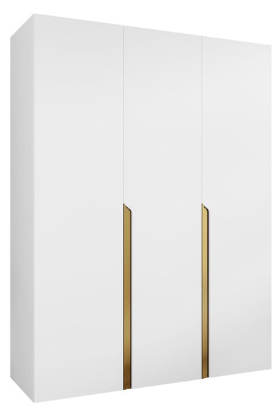 Gardróbszekrény Hartford 580, Laminált forgácslap, 202x150x52cm, Aranysárga, Fehér