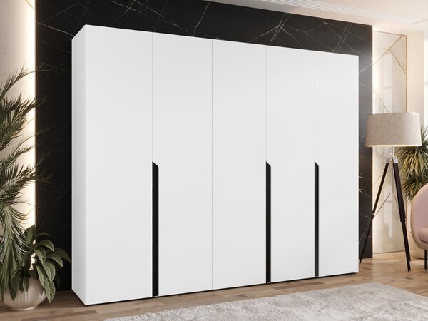 Gardróbszekrény Hartford 582, Laminált forgácslap, 202x250x52cm, Fekete, Fehér