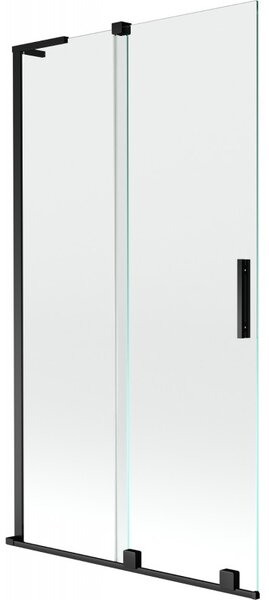 Mexen Velar L, 2 szárnyas eltolható kádparaván 100 x 150 cm, 8mm átlátszó üveg, fekete matt, 896-100-003-01-70