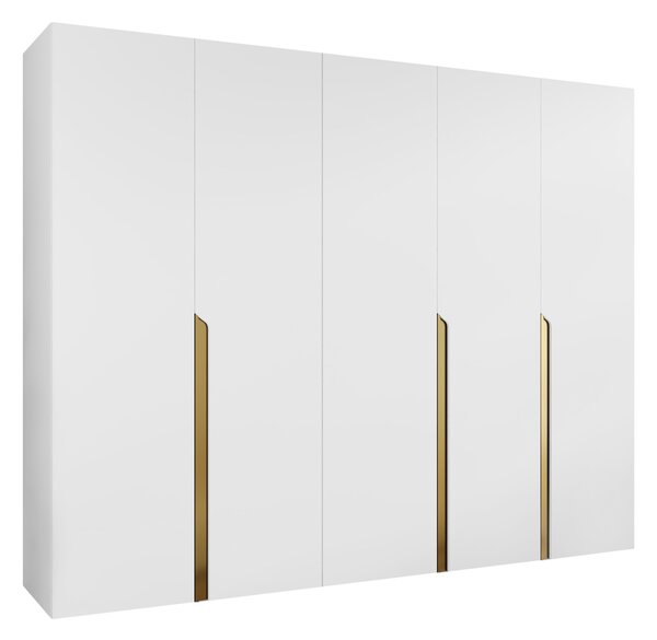 Gardróbszekrény Hartford 582, Laminált forgácslap, 202x250x52cm, Aranysárga, Fehér