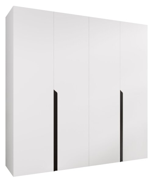 Gardróbszekrény Hartford 581, Laminált forgácslap, 202x200x52cm, Fekete, Fehér