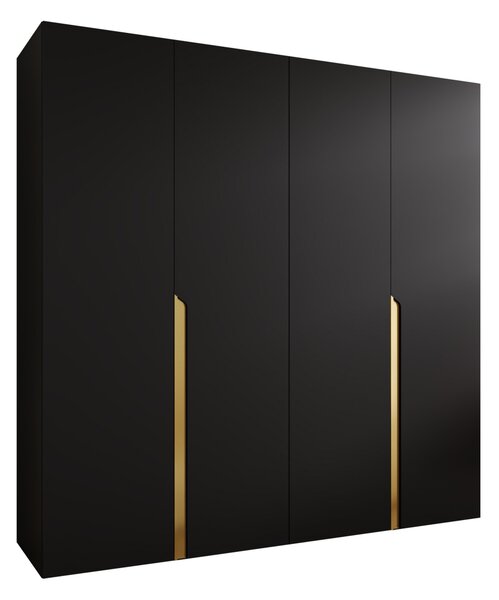 Gardróbszekrény Hartford 581, Laminált forgácslap, 202x200x52cm, Aranysárga, Fekete