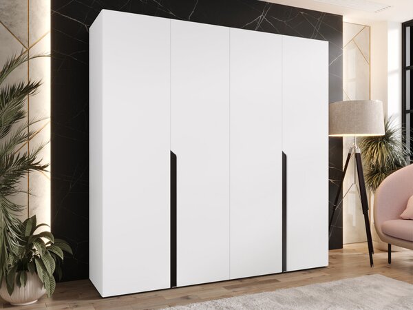Gardróbszekrény Hartford 581, Laminált forgácslap, 202x200x52cm, Fekete, Fehér