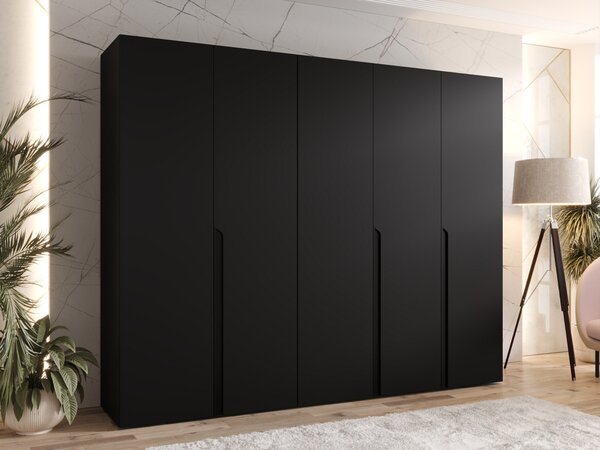 Gardróbszekrény Hartford 582, Laminált forgácslap, 202x250x52cm, Fekete