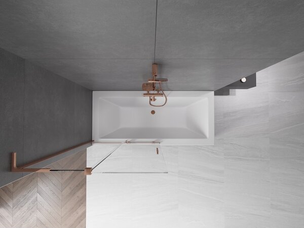 Mexen Velar L, 2 szárnyas eltolható kádparaván 100 x 150 cm, 8mm átlátszó üveg, rézmatt, 896-100-003-01-65