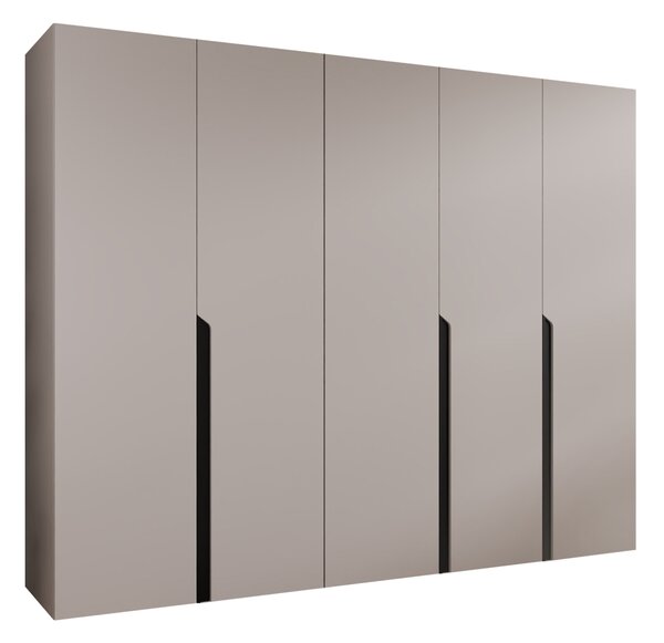 Gardróbszekrény Hartford 582, Laminált forgácslap, 202x250x52cm, Fekete, Kasmír