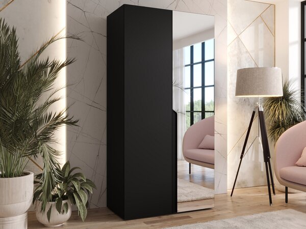 Gardróbszekrény Hartford 584, Laminált forgácslap, 202x100x52cm, Fekete