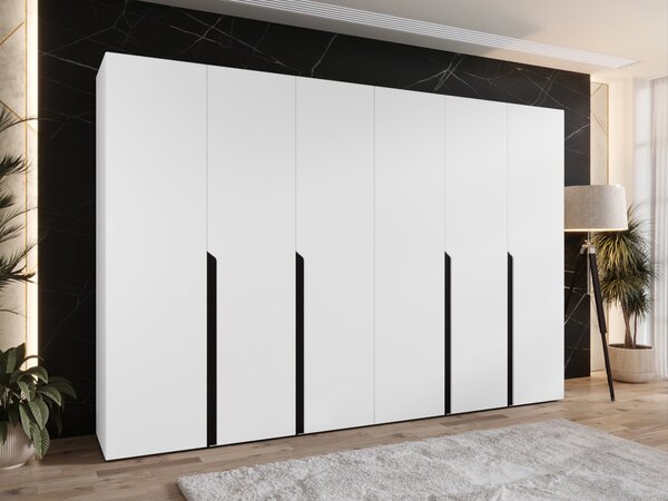 Gardróbszekrény Hartford 583, Laminált forgácslap, 202x300x52cm, Fekete, Fehér