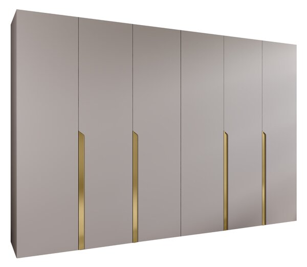 Gardróbszekrény Hartford 583, Laminált forgácslap, 202x300x52cm, Aranysárga, Kasmír