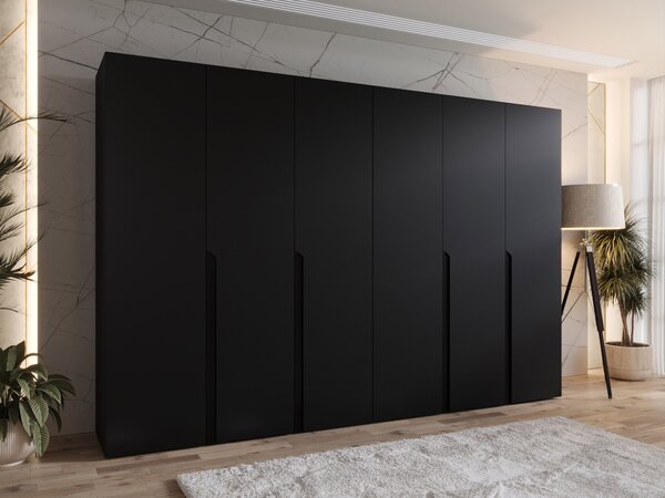 Gardróbszekrény Hartford 583, Laminált forgácslap, 202x300x52cm, Fekete