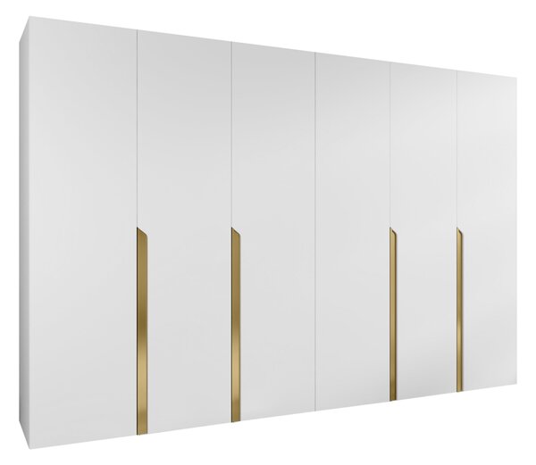 Gardróbszekrény Hartford 583, Laminált forgácslap, 202x300x52cm, Aranysárga, Fehér