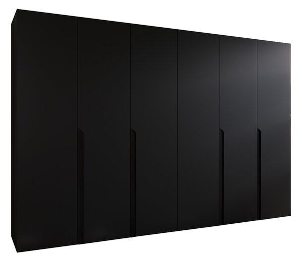 Gardróbszekrény Hartford 583, Laminált forgácslap, 202x300x52cm, Fekete