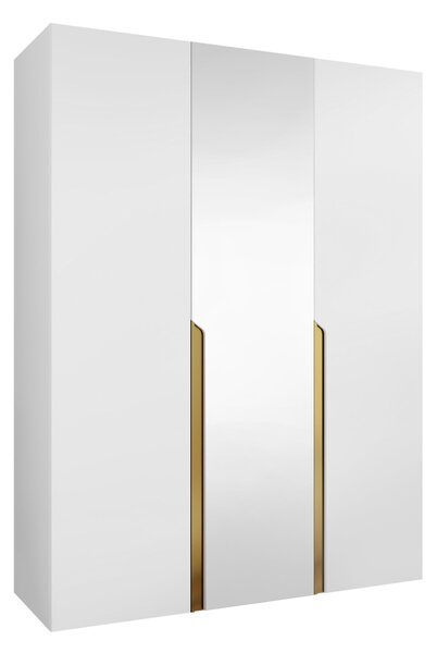 Gardróbszekrény Hartford 585, Laminált forgácslap, 202x150x52cm, Aranysárga, Fehér