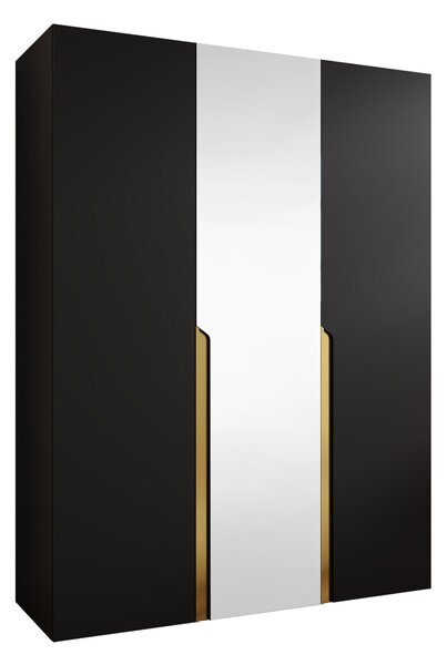 Gardróbszekrény Hartford 585, Laminált forgácslap, 202x150x52cm, Aranysárga, Fekete